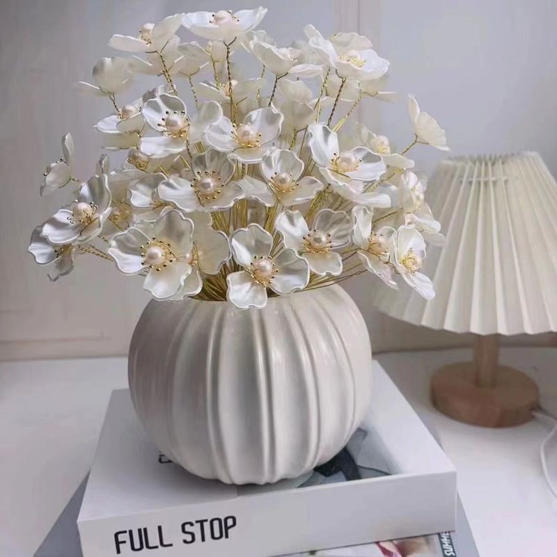 Neu Blume Material Kit DIY Perlen Weben Handgemachte Weiße Magnolia Jasmin Lose Perlen_voghion.com