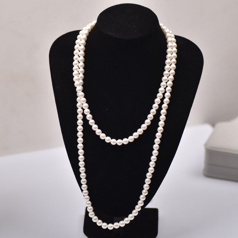Zhenduoma Silver Grey Shi Family Zhengyuan Strong Light Pearl Women's Long Multi layered Sweater Chain New Style_voghion.com