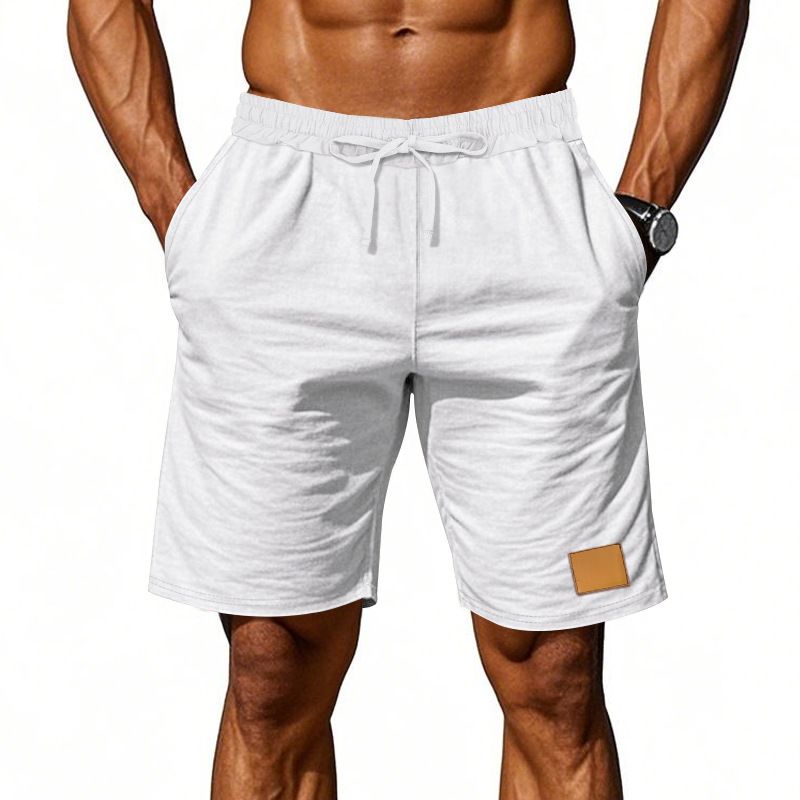 Short d'été américain en lin fin respirant pour homme, couleur unie, pour la plage, le sport, décontracté et ample_voghion.com