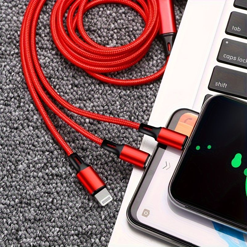 3in 1 Laddningskabel För IPhone/Type-C/Micro USB Laddningskabel För IPhone 14 13 12 ProCharger Kabel för Samsung, Xiaomi USB C mobiltelefoner_voghion.com