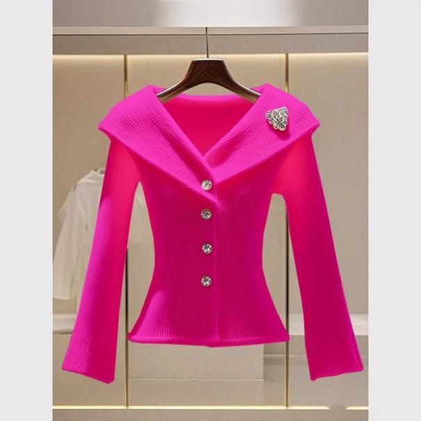 Women's Clothing autumn style solid color sweater advanced design niche temperament lady high end knitted sweater_voghion.com