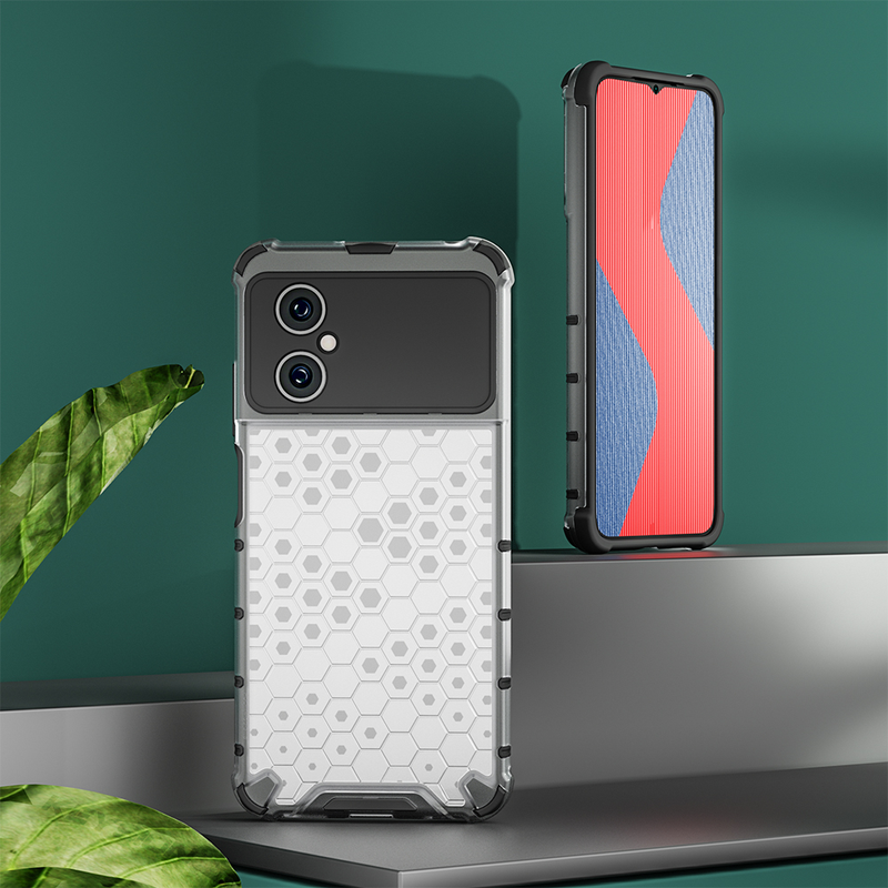 KEYSION põrutuskindel soomusümbris Xiaomi POCO M4 5G silikoon + PC läbipaistev kärgstruktuuriga telefoni tagakaas POCO M4 Pro jaoks_voghion.com