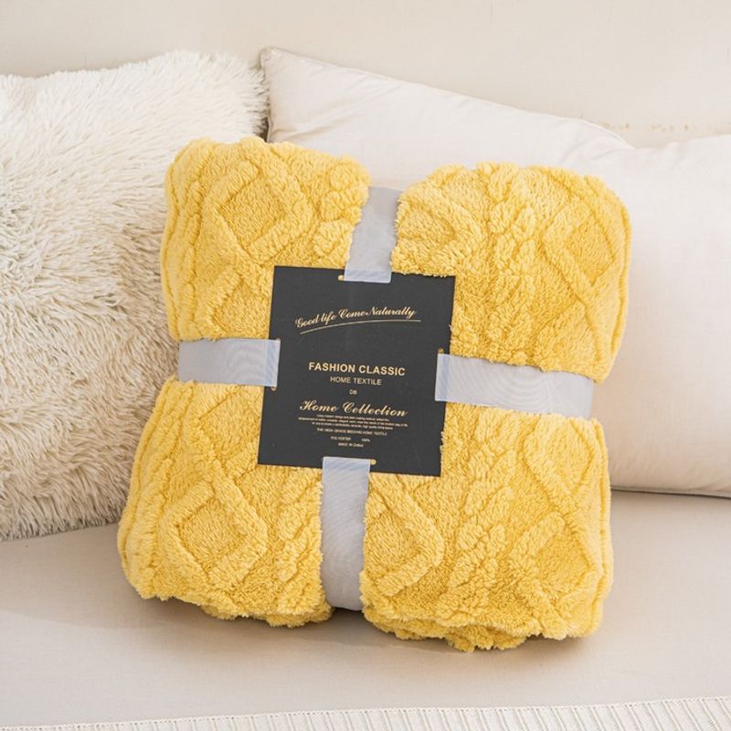 Coperta spessa in jacquard bifacciale, comoda coperta in velluto, coperta per divano in tinta unita, lenzuolo in velluto color latte._voghion.com