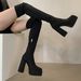 2024 Autumn Winter New Height Increasing Slim Chunky Super High Heel Over-the-Knee Stretch Long Leather Boots_voghion.com