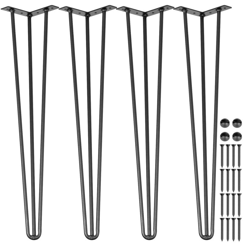 VEVOR Hairpin Table Legs 28" Black Set Of 4 Desk Legs 880lbs Load Capacity (Each 220lbs) Hairpin Desk Legs 3 Rods For Bench Desk Dining End Table Chairs Carbon Steel DIY Heavy Duty Furniture Legs_voghion.com