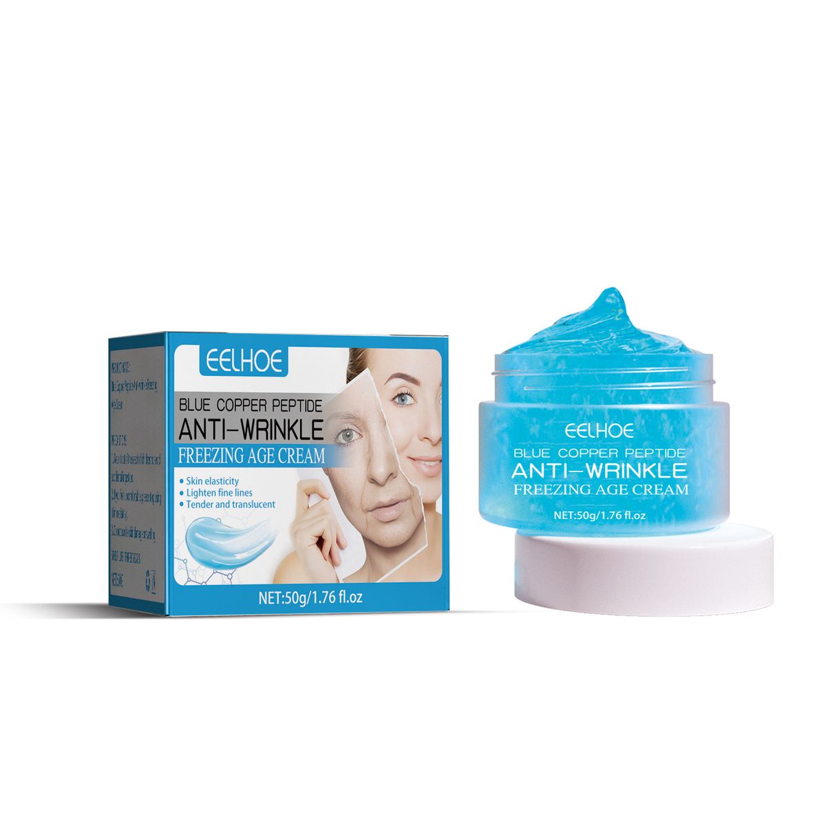 EELHOE Blue Copper Peptide Wrinkle Freezing Cream schiarisce le linee sottili, idrata, antirughe, antietà e illuminante_voghion.com
