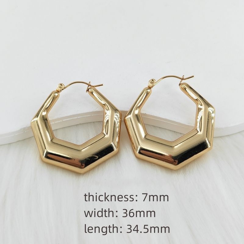 1 paio di orecchini a bottone in acciaio inossidabile 304 placcati in oro, stile vintage, stile semplice, stile classico, colore pieno, asimmetrico, irregolare_voghion.com