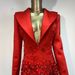 Elegantes rotes Bühnenkleid mit Perlenfransen – Sexy Blazer-Outfit für Damen für Bar-Shows, Geburtstagsfeiern und Events_voghion.com