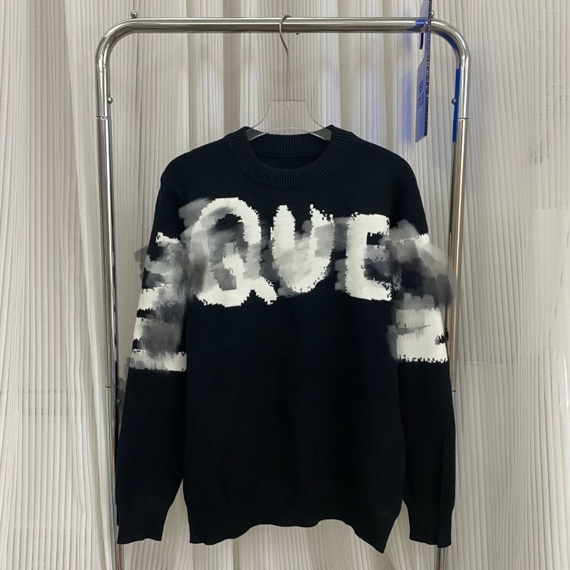 Trendy Marke Maijia Herbst Winter Brust Bestickt Lose Unisex Crew Neck Pullover Strickwaren_voghion.com