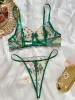 Set intimo da donna in 2 pezzi con perizoma boho ricamato, reggiseno trasparente sexy, trasparente_voghion.com