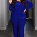 Imbracaminte de dama moda de vanzare fierbinte nou petrecere a timpului liber marime mari confortabil culoare solidă costum din două piese asimetric_voghion.com