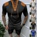Kurzarm-Set für Herren mit Waffel-Patchwork und Herren-T-Shirt, geeignet zum Ausgehen auf der Straße_voghion.com