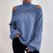 Women's Clothing off shoulder sweater women's pullover autumn and winter new loose half high collar lantern sleeve knitted sweater _voghion.com