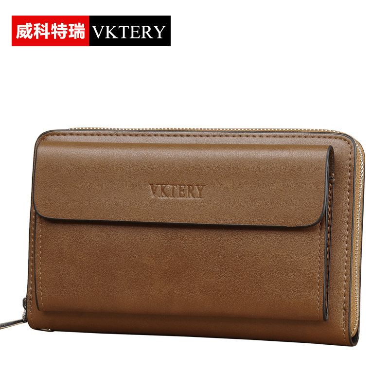 Portafoglio da uomo in pelle PU con cerniera e pochette VKTERY Business Phone_voghion.com