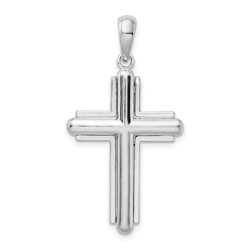 De-Ani Sterling Silver Rounded Cross With Frame Pendant_voghion.com