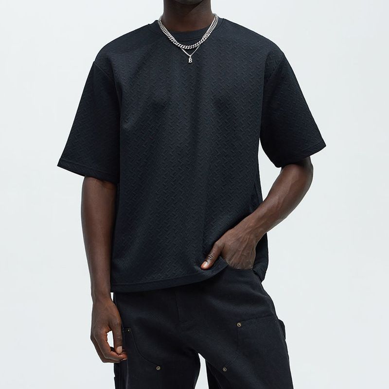 Herrenbekleidung Neue einfarbige Rundhals-Kurzarm-Modische Casual Foreign Trade Herren All Match Tops_voghion.com