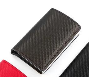 Kortholderveske Lommebøker Karbonfiber Kortveske Tyverisikker Børste RFID Automatisk Klippekort Aluminiumslegering Pu Kortveske Lommebok_voghion.com