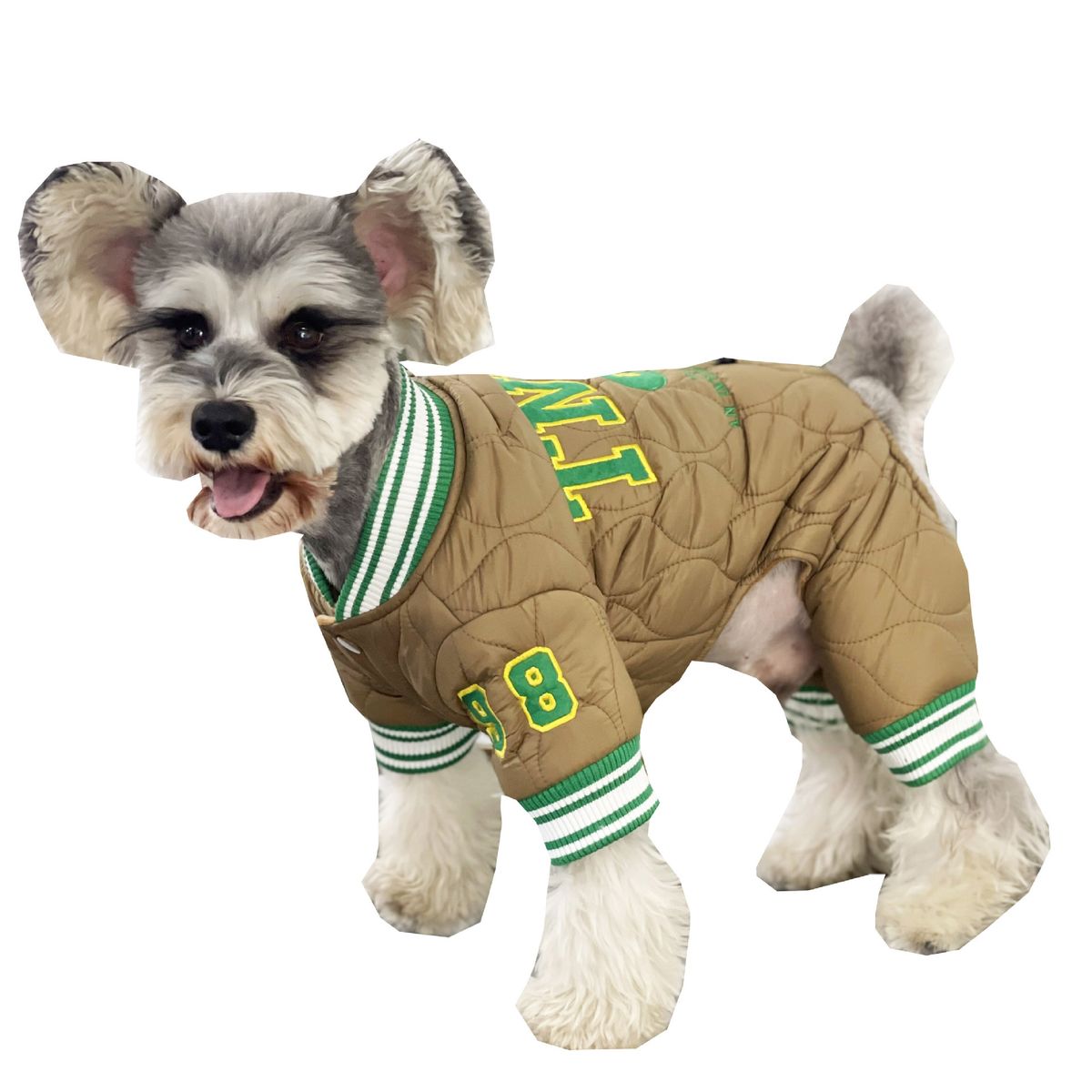 Hundkläder fyrbent bomullsrock tjock varm snygg Schnauzer Teddy Bichon Mops Shiba Inu basebolluniform trendig_voghion.com