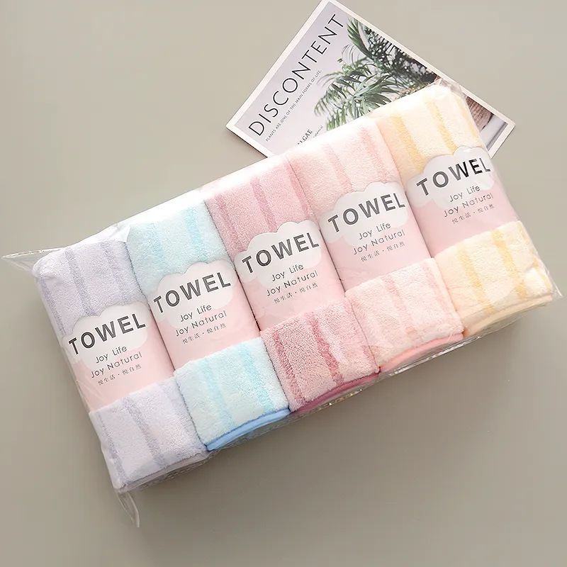 [5 Pack] High Density Fleece Towel Solid Color Striped Gift Towel_voghion.com