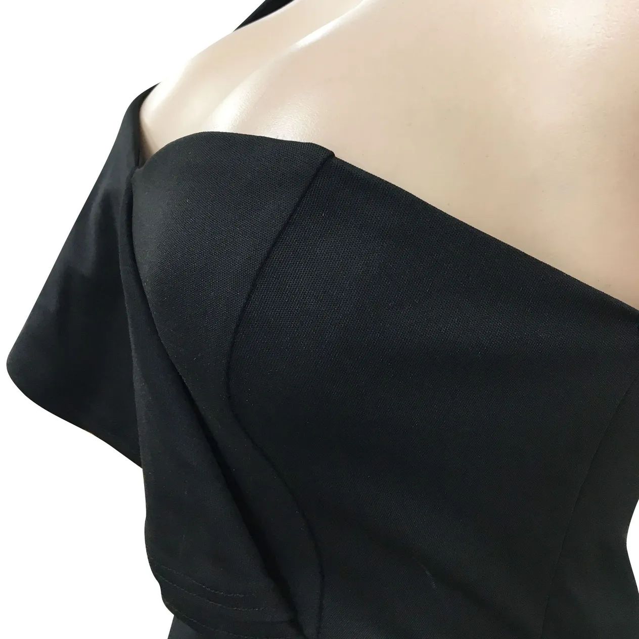 Women's Clothing fashion casual ruffled slit one shoulder sleeve dress women's clothing_voghion.com