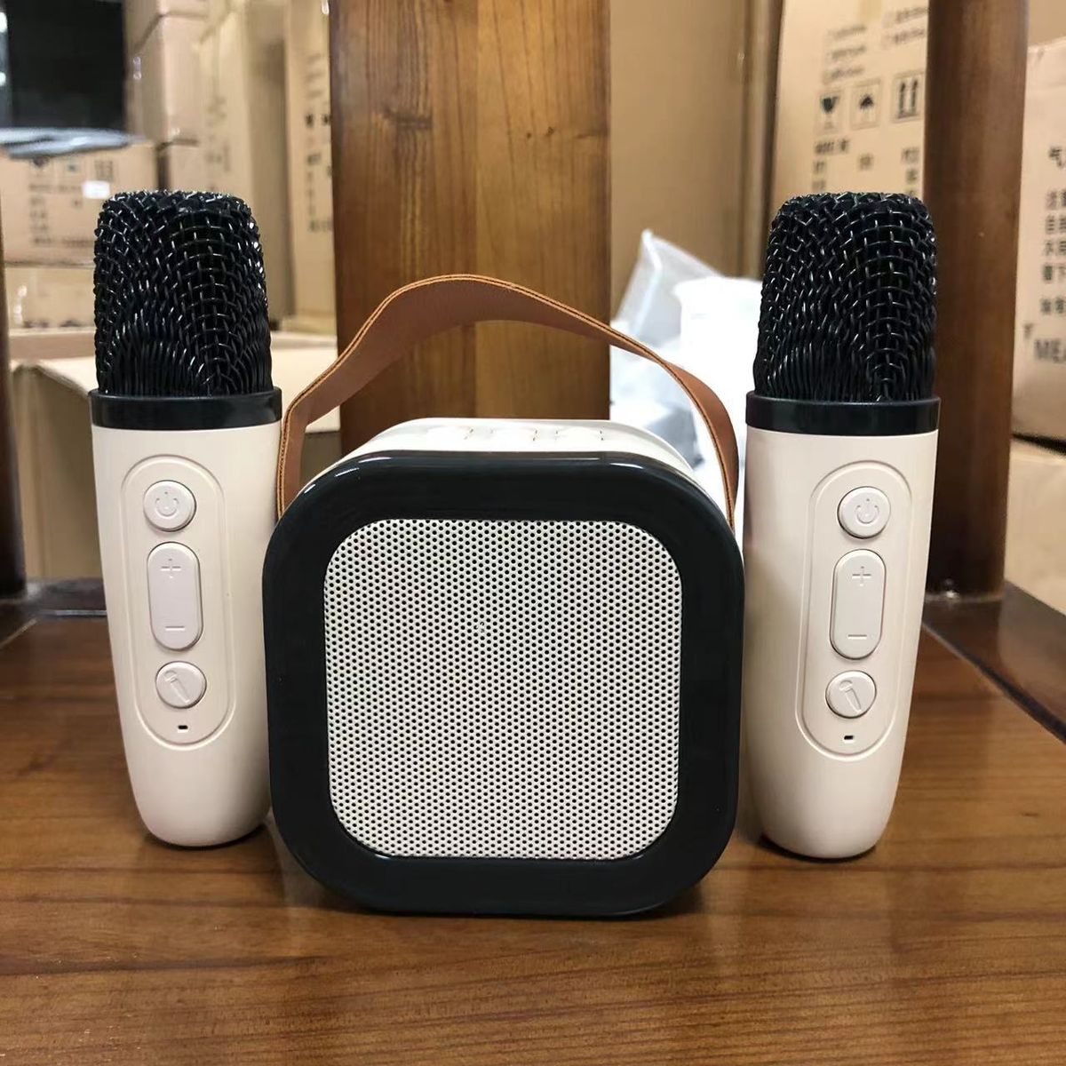 Enceinte karaoké portable Bluetooth intégrée avec double microphone - Modèle à succès international homologué_voghion.com