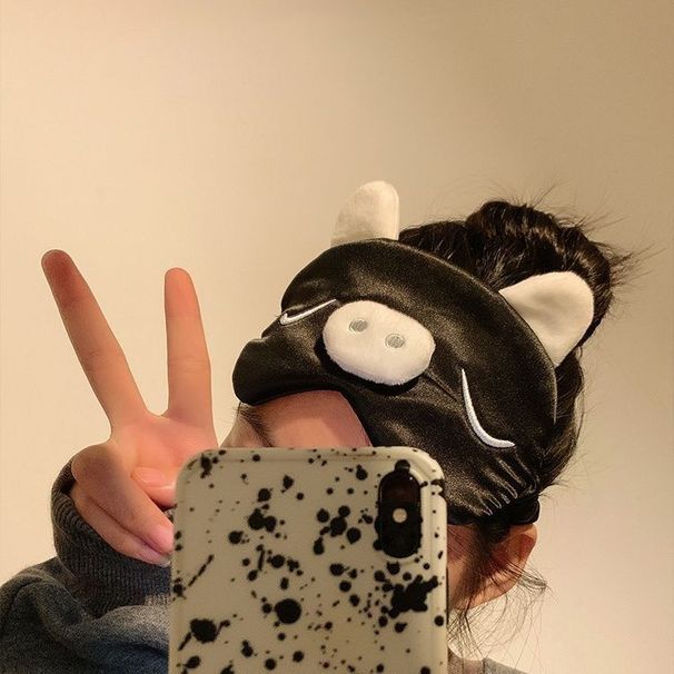 Cartoon Sleeping Pig Eye Mask Light Blocking Cute Girl Sleep Special Ice Silk Breathable Nap Student Relief_voghion.com