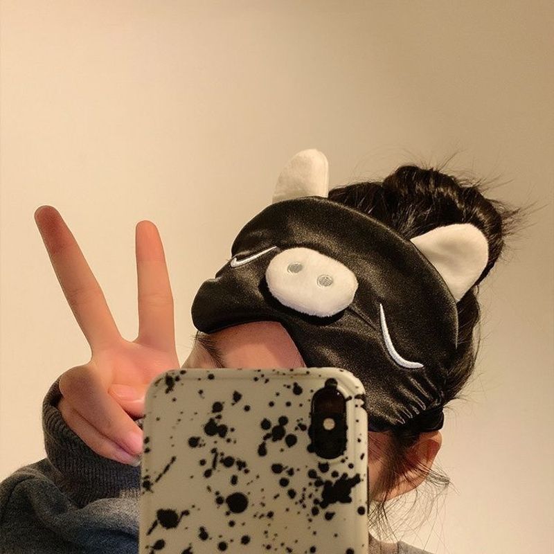 Cartoon Sleeping Pig Eye Mask Light Blocking Cute Girl Sleep Special Ice Silk Breathable Nap Student Relief_voghion.com