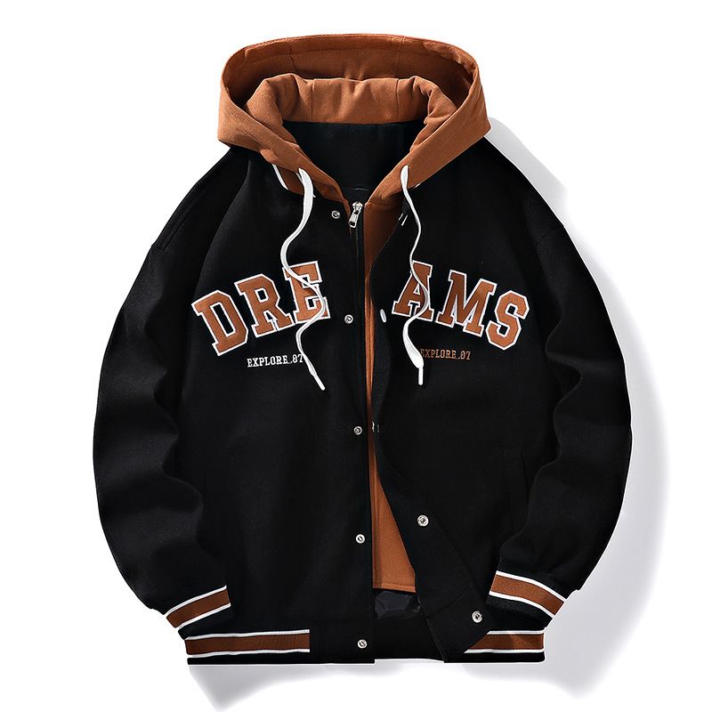 Finte due giacche primaverili e autunnali Cappotto da uomo Coppia Antivento Casual Versatile Marchio di moda Con cappuccio Semplice Baseball_voghion.com