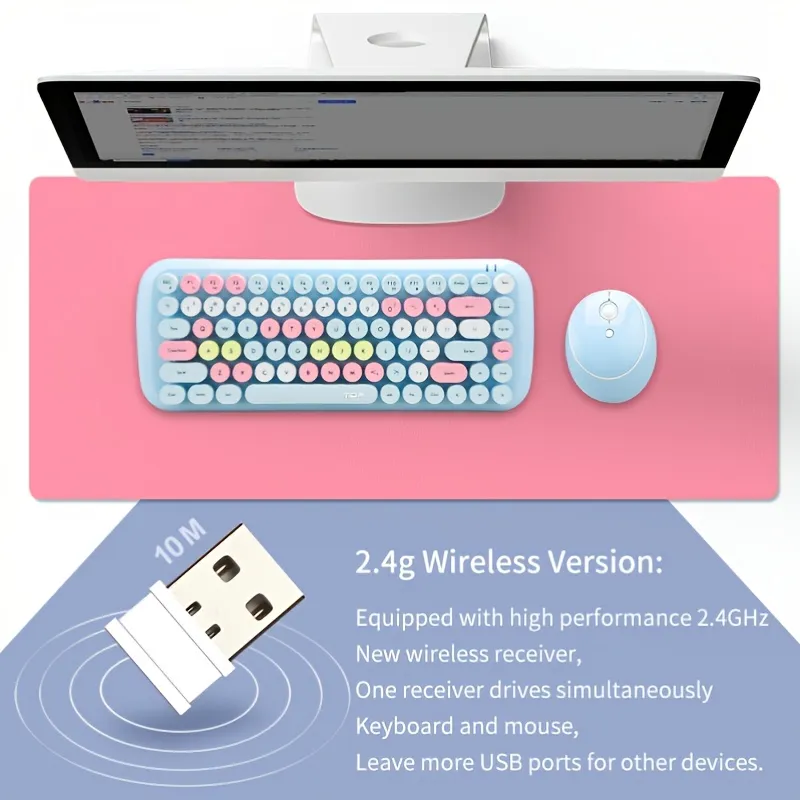 MOFII Candy Mixed Color Wireless 2.4G Keyboard And Mouse Set For Desktop And Notebook_voghion.com
