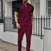 Unbeatable Quality 2025 Summer New Color Blocked Casual Waffle Round Neck Short Sleeved Men's T-shirt Pants Set_voghion.com