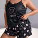 Plus Size Women's Casual Pajama Set - Anime Print Sleeveless Tank Top & Shorts - Soft Milk Silk Fabric - High Elasticity_voghion.com