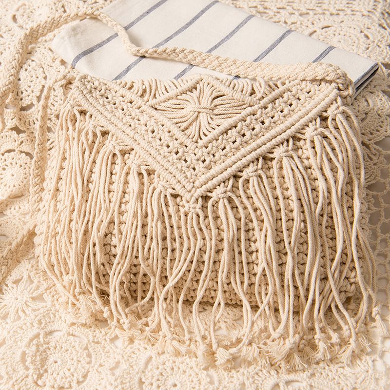 Ženske torbe, jednodijelna, drop shipping, nova jednostavna resasta crossbody tkana torba, retro pamučna tkana torba preko jednog ramena, ljetna torba za plažu_voghion.com