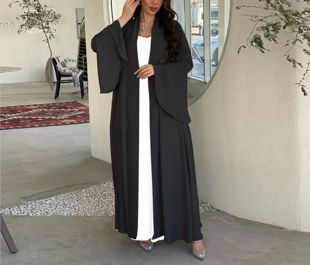 Damenbekleidung Muslimische Damenmode Rüschenärmel Zweiteiliger Anzug Modische lässige lockere Kleidung Robe_voghion.com