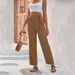 2023 new spring and summer draping straight high waist solid color tether wide-leg pants for women_voghion.com