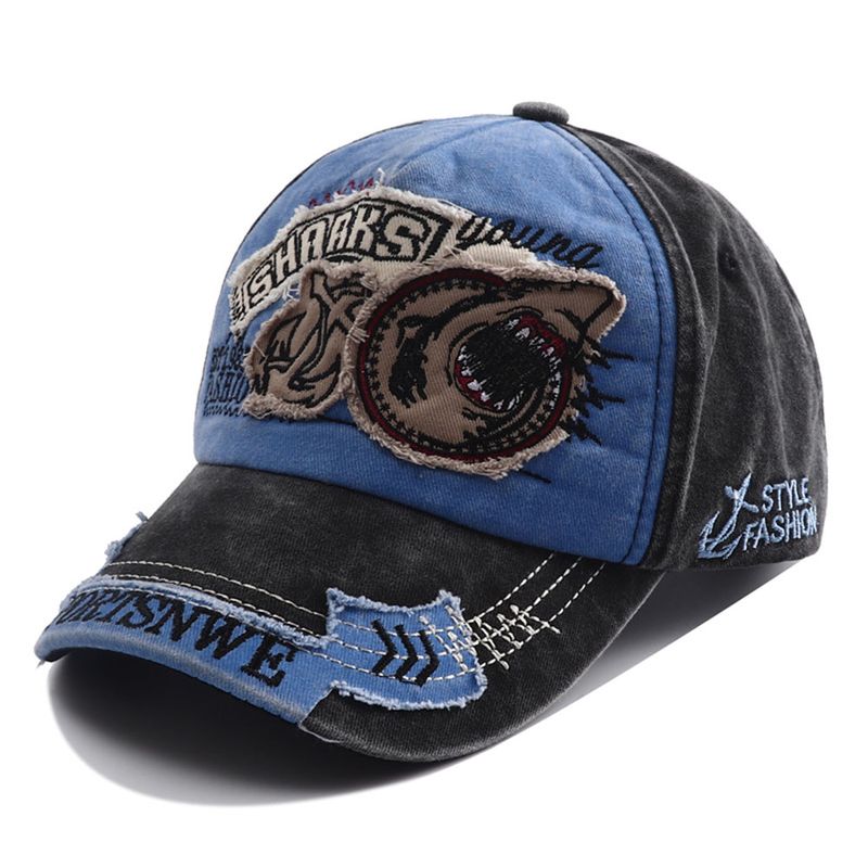 New Designer Vintage Shark Hat Embroidery Snapback Baseball Cap Homme Hip Hop Casual Visor Hats for Women Men_voghion.com