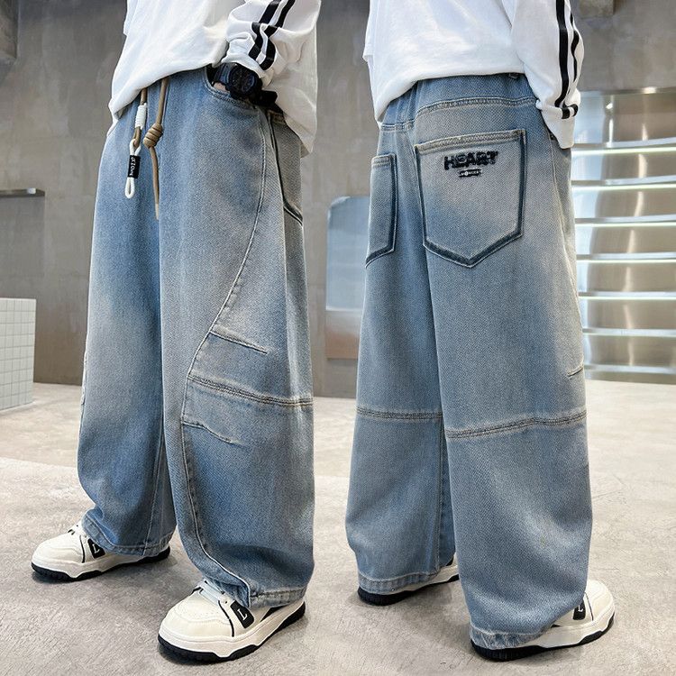 Jeans elasticizzati in denim per bambine con orlo grezzo di Mother & Kids - Comodi ed eleganti per bambine dai 3 agli 8 anni (120-170 cm) Jeans elasticizzati in denim per bambine con orlo grezzo_voghion.com