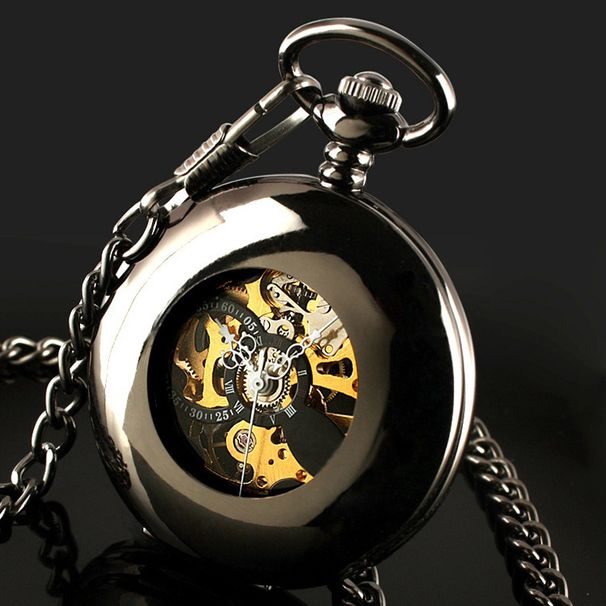 Retro Punk Hohl Wolfram Stahl Mechanische Kette männer Mechanische Taschenuhr Hohl Maschine Altmodische Mechanische Taschenuhr_voghion.com