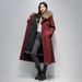 Women's Detachable Rabbit Fur Parka Coat, Knee-Length & Ankle-Length Winter Jacket With Hood, Windproof Outerwear For Extreme Cold (M-XXXL), Wine Red_voghion.com