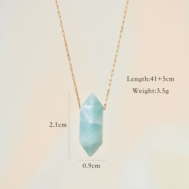 Collana con pendente in pietra naturale minimalista di lusso a forma di proiettile, colonna esagonale, cono, cristallo colorato, acciaio inossidabile_voghion.com