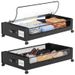 Under Bed Storage With Wheels - 2-Pack Metal Rolling Drawers For Shoes & Clothes Space-Saving Organizer With Handles Black_voghion.com