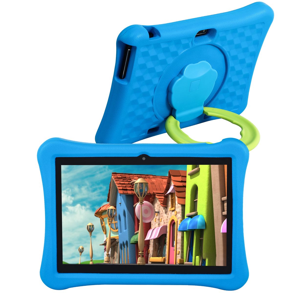 10" Android Kids Learning Tablet – Shockproof HD Screen, 64GB Storage, Dual Camera, Bluetooth, GPS, Parental Control (Sky Blue/Pink)_voghion.com