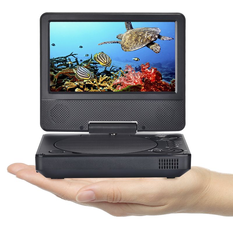 Mini lecteur DVD portable anglais 9,5 pouces avec écran 7 pouces, lecteur CD HD, cadeau d'apprentissage pour enfants_voghion.com