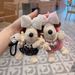 New Woolen Dress Plush Chubby Car Keychain Cartoon Hugging Rabbit Chef Dog Plushie Bag Pendant_voghion.com