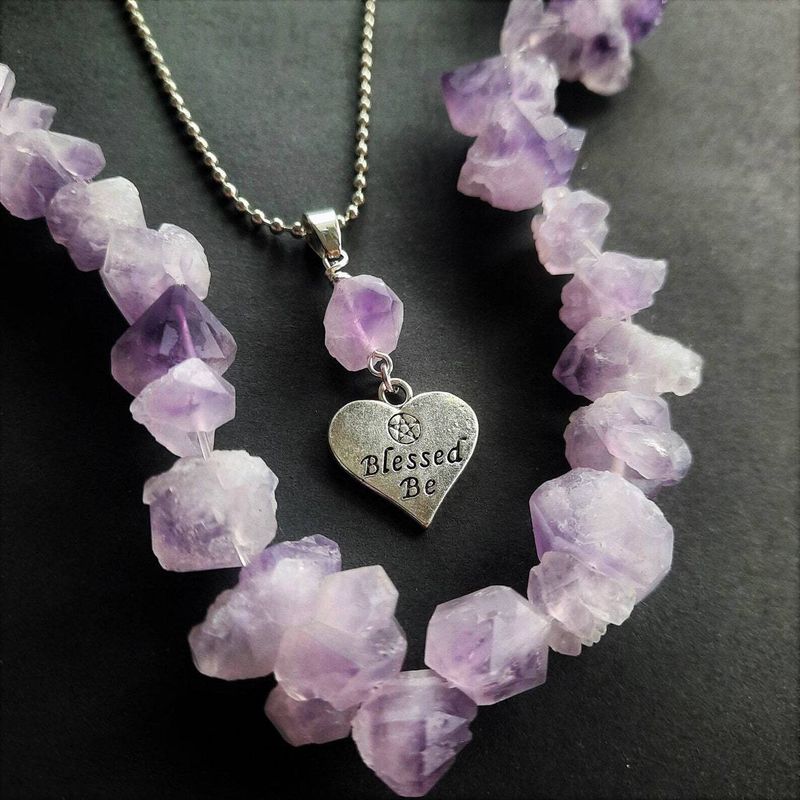 Ciondolo unisex Ciondolo in pietra viola Accessorio collana pendente_voghion.com