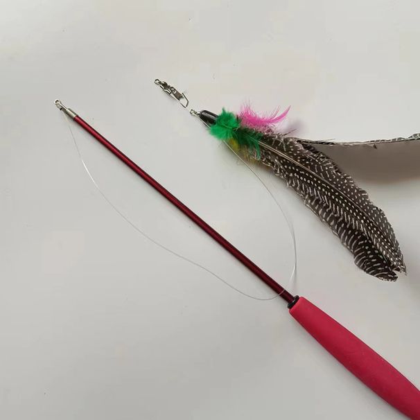 Haustierbedarf Spielzeug Neue dreiteilige Teleskopstab Katze Teaser Rod Set Feder Ersatzkopf_voghion.com