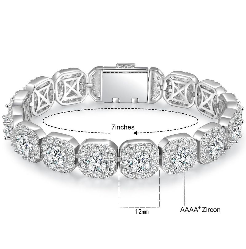 Cuban 12mm Wide Rock Sugar Chain Zircon Flip Cover Men's Trendy Jewelry Tennis Bracelet Accessories_voghion.com