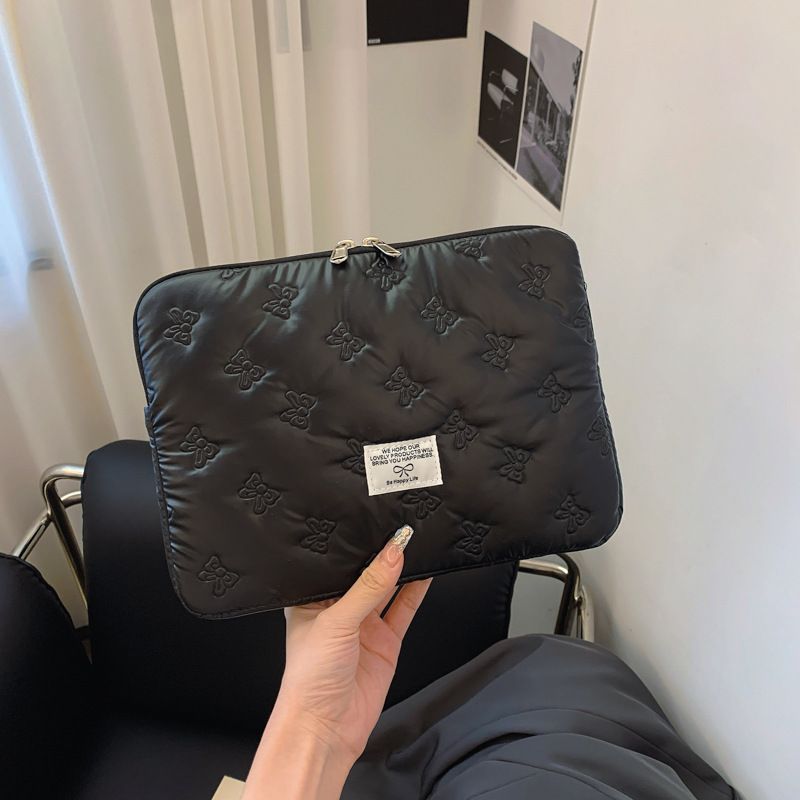 Korean Bowknot New Inner Tablet IPad Storage 13inch 14inch Soft Girl Universal Laptop Bag_voghion.com