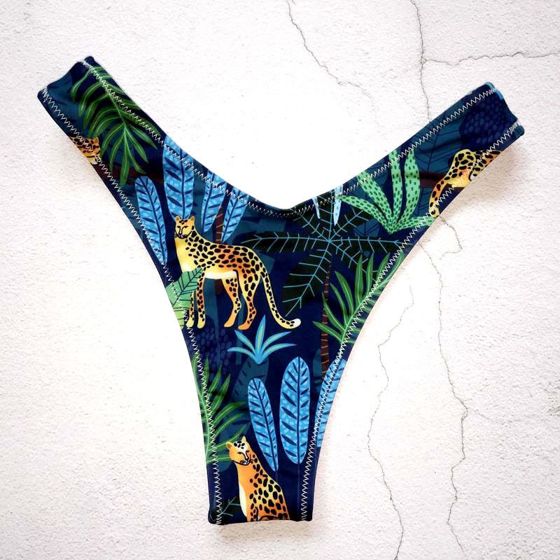 New Digital Print Sexy Women's Two-Piece Bikini Hot Spring Brazilian Swim Bottoms V-String_voghion.com