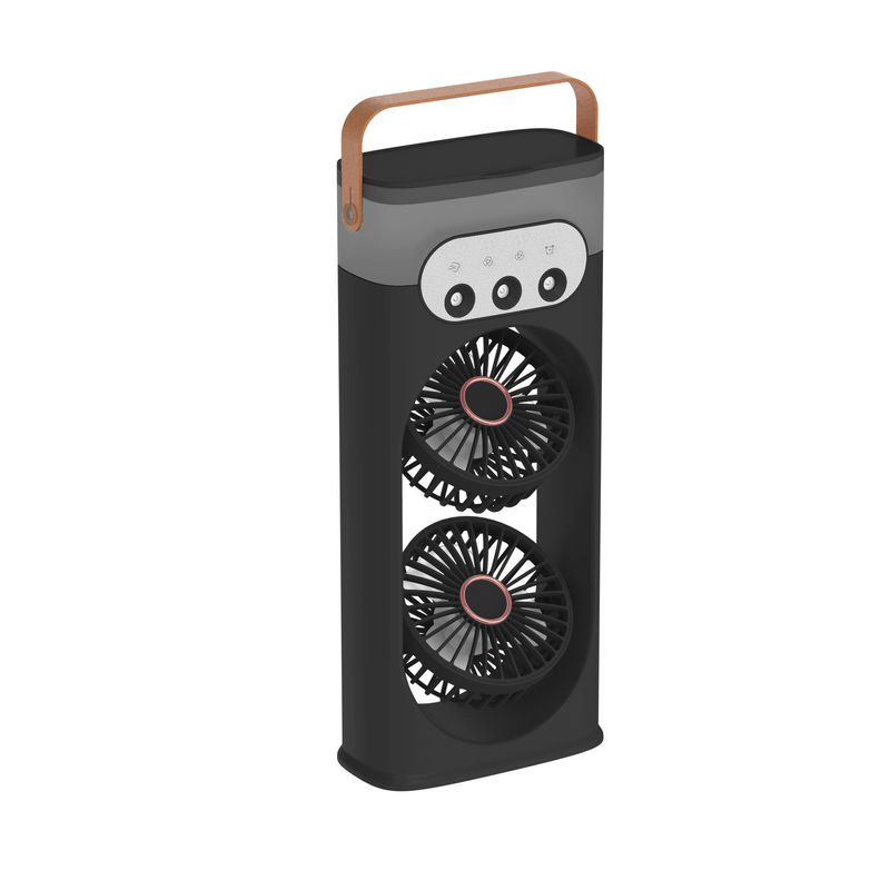 New three-hole double-head fan spray humidification wind cooling silent home office camping fan_voghion.com