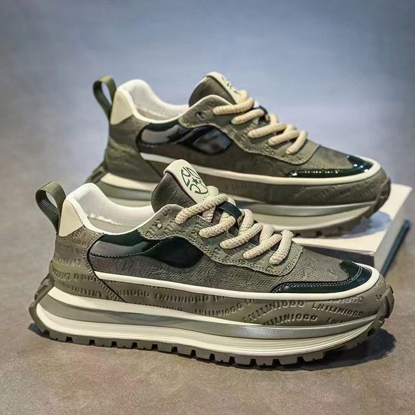 Chunky Retro-Sneaker für Herren – Atmungsaktive Freizeitschuhe aus PU-Leder mit gepolsterter EVA-Innensohle, modisches zweifarbiges Design für den täglichen Gebrauch_voghion.com